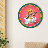 Saraswati Goddess Wooden Wall Decor