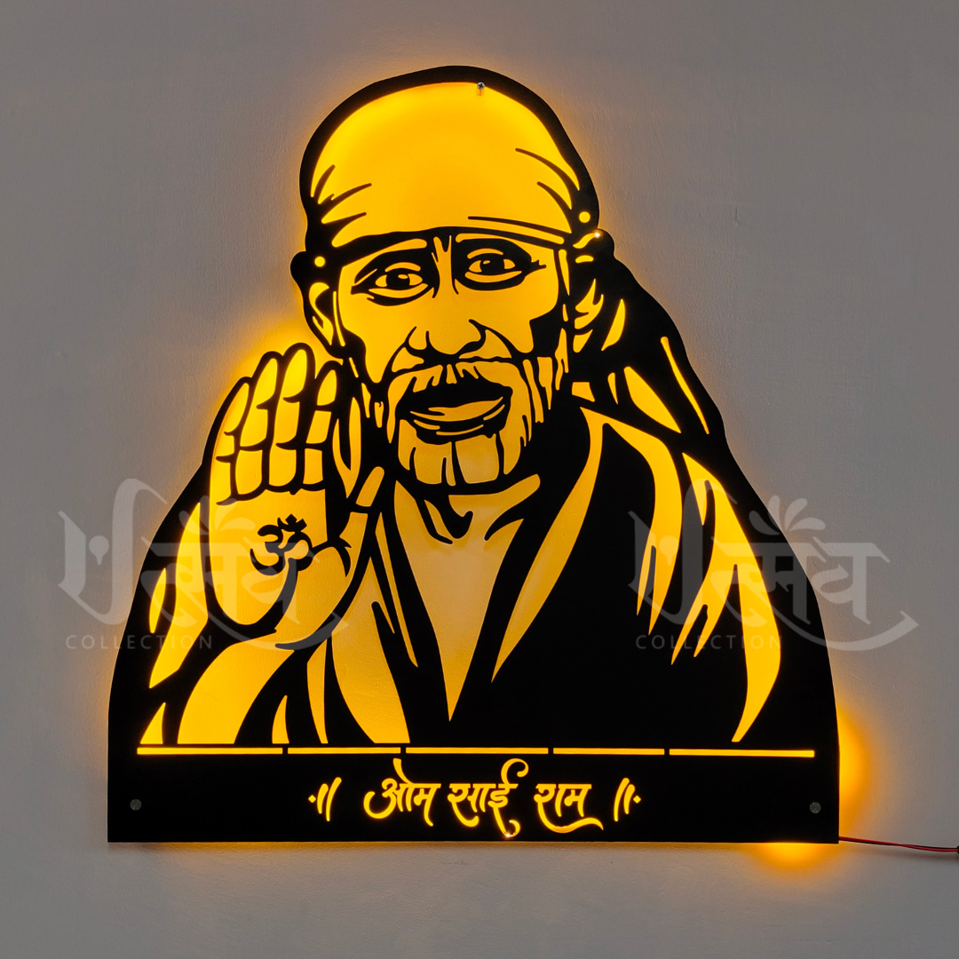 Sai Baba Om Sai Ram LED Metal Wall Decor