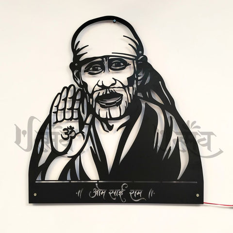 Sai Baba Om Sai Ram LED Metal Wall Decor