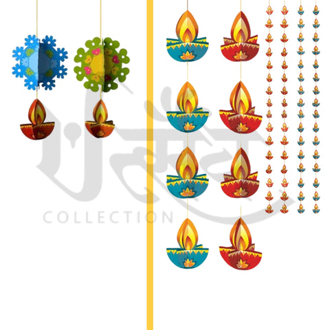 Chakra Diya(Set of 12 Pieces) & Deep Mala(Set of 4 Pieces) Combo