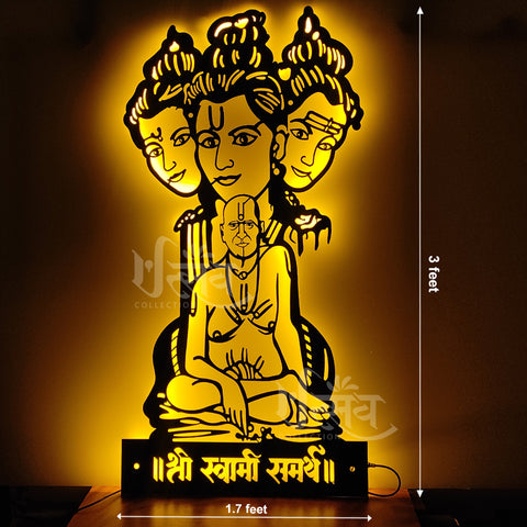 Swami Samartha And Guru Dattatreya LED Metal Wall Decor