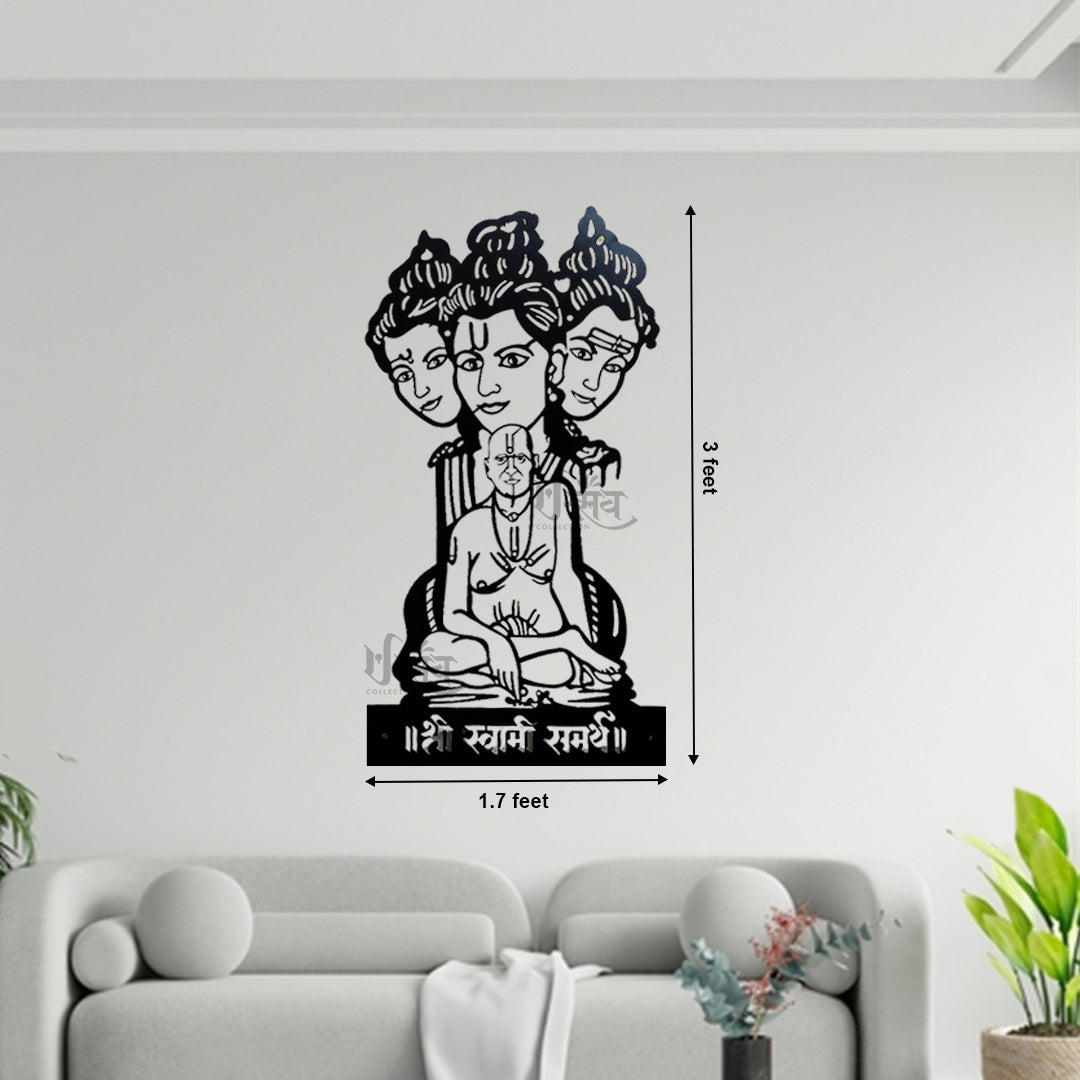 Swami Samartha And Guru Dattatreya LED Metal Wall Decor