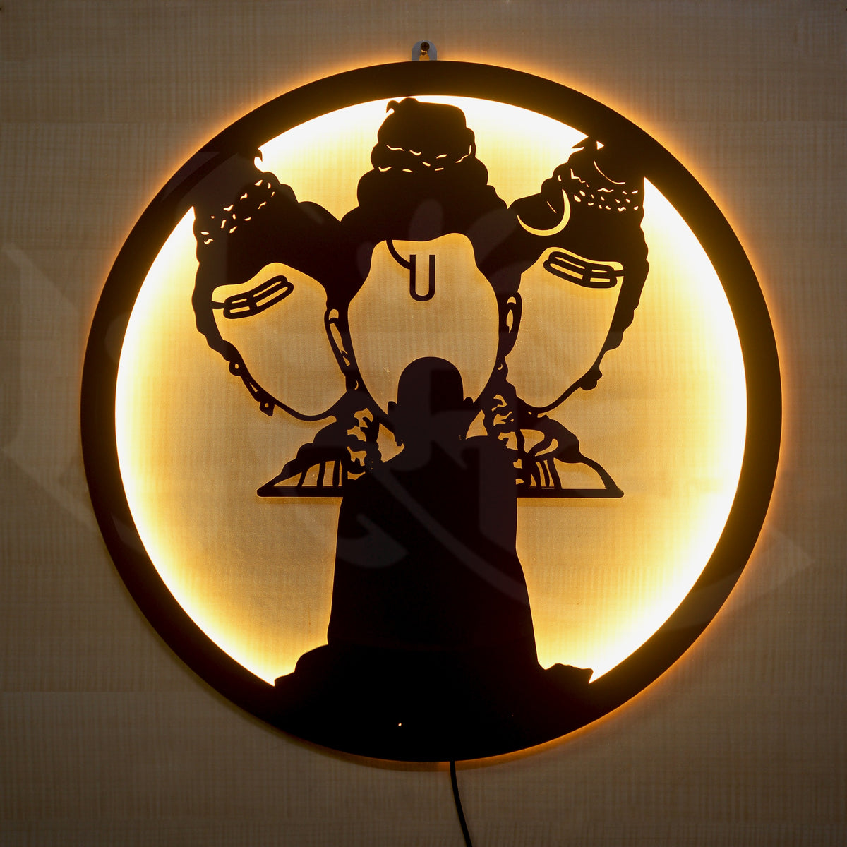 Swami Samartha And Guru Dattatreya LED Wall Decor Light - Large