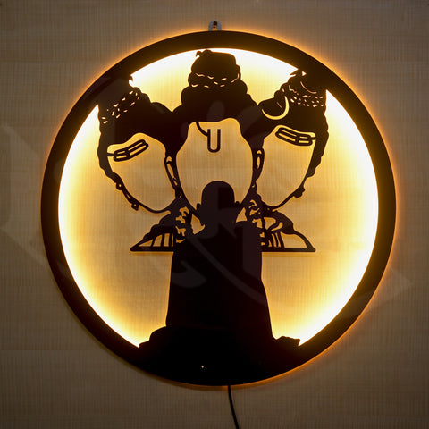 Swami Samartha And Guru Dattatreya LED Wall Decor Light - Large