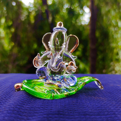 Glass Ganesha on Leaf